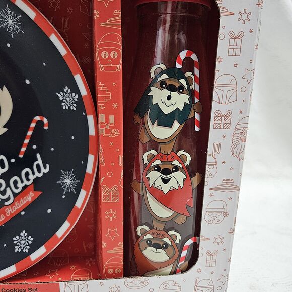 NEW Disney Star Wars Ewok 2pc Porcelain Milk and Cookies Christmas Santa Set NIB - Picture 2 of 6